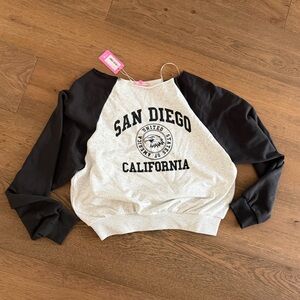 Edikted Off-the-Shoulder Sweater in Gray and Black